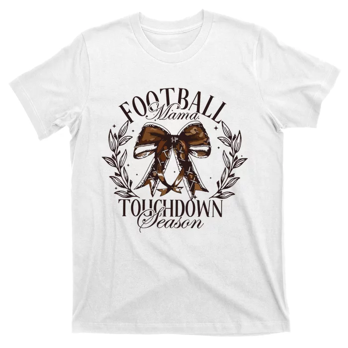 Football Mama Bow Fall Coquette Bow T-Shirt