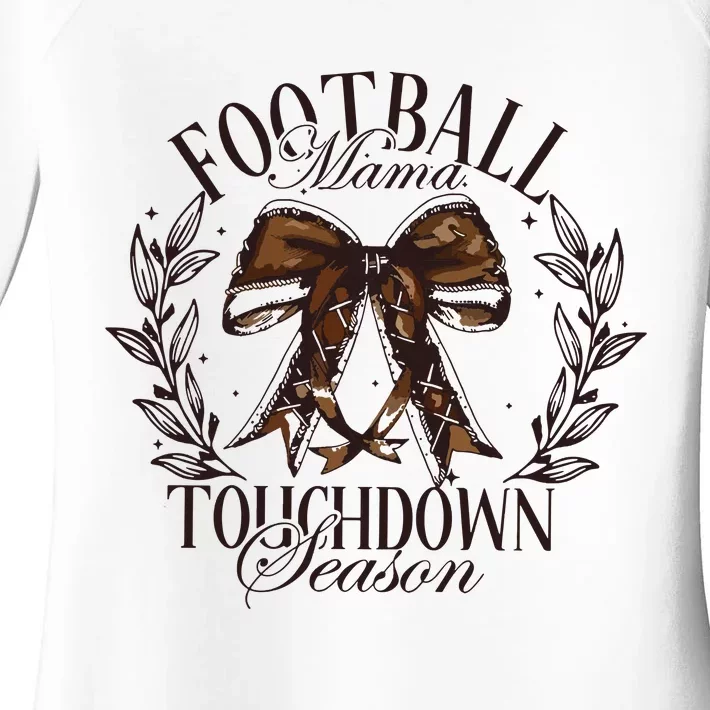 Football Mama Bow Fall Coquette Bow Women's Perfect Tri Tunic Long Sleeve Shirt