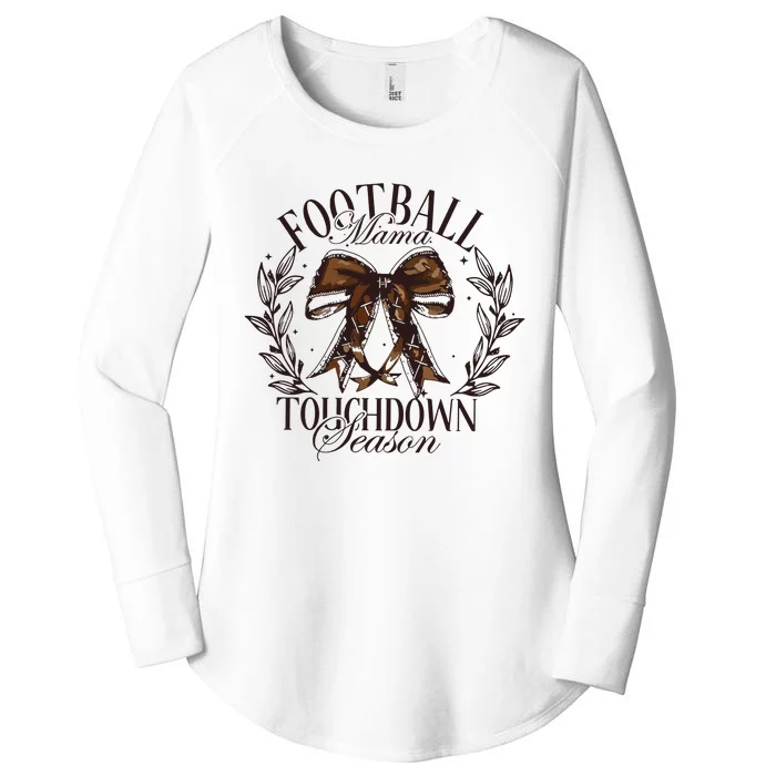 Football Mama Bow Fall Coquette Bow Women's Perfect Tri Tunic Long Sleeve Shirt