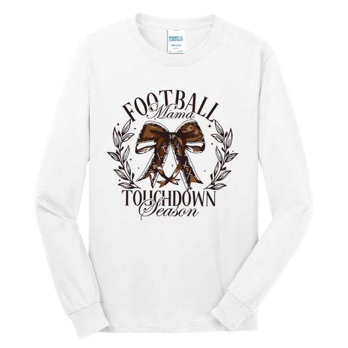 Football Mama Bow Fall Coquette Bow Tall Long Sleeve T-Shirt