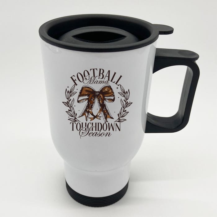 Football Mama Bow Fall Coquette Bow Front & Back Stainless Steel Travel Mug