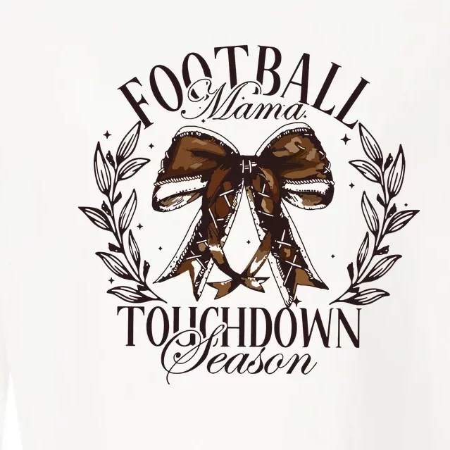 Football Mama Bow Fall Coquette Bow Cropped Pullover Crew