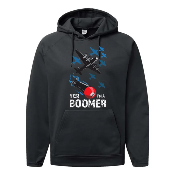 Funny Military Bomber Design For Boomers Performance Fleece Hoodie