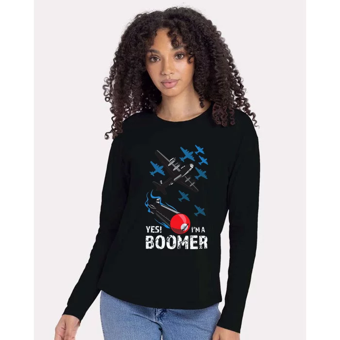 Funny Military Bomber Design For Boomers Womens Cotton Relaxed Long Sleeve T-Shirt