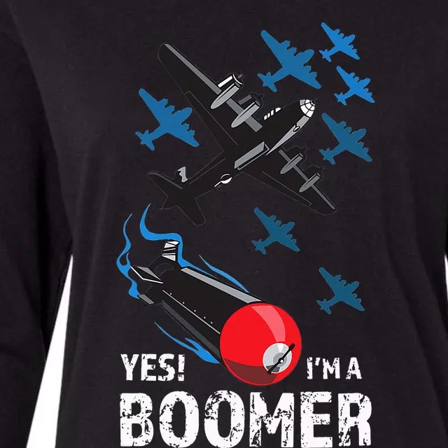 Funny Military Bomber Design For Boomers Womens Cotton Relaxed Long Sleeve T-Shirt