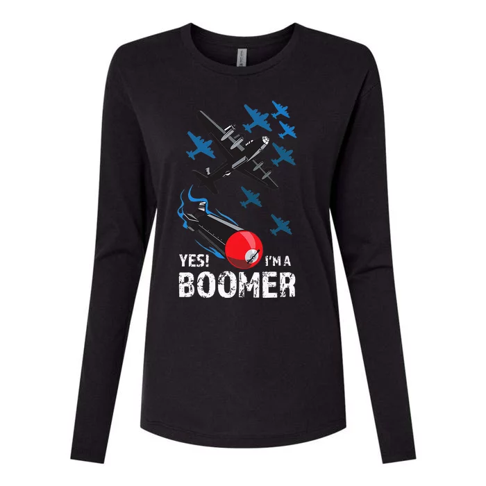 Funny Military Bomber Design For Boomers Womens Cotton Relaxed Long Sleeve T-Shirt