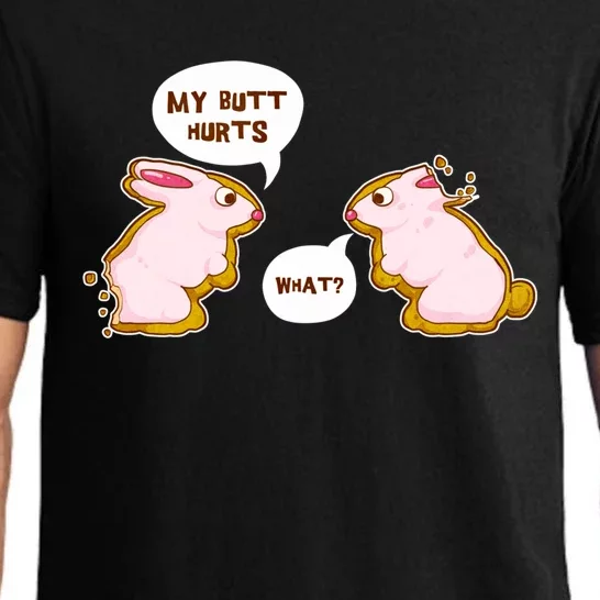 Funny My Butt Hurts Chocolate Bite Rabbit Easter Candy Bunny Gift Pajama Set