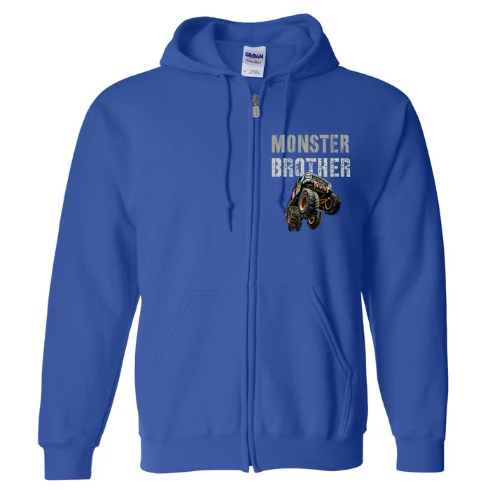 Funny Monster Brother Cool Truck Birthday Bro Son Matching Gift Full Zip Hoodie