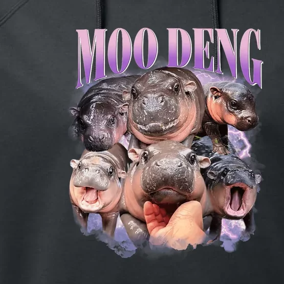 Funny Moodeng Baby Pygmy Hippo Cute Zoo For Family Moo Deng Lovers Performance Fleece Hoodie