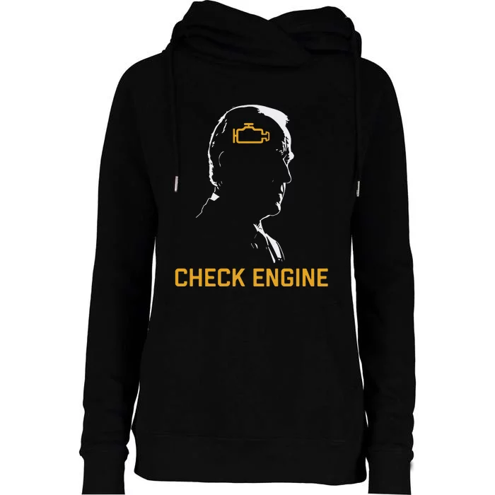 Funny Meme Biden Check Engine Light Anti Biden Womens Funnel Neck Pullover Hood