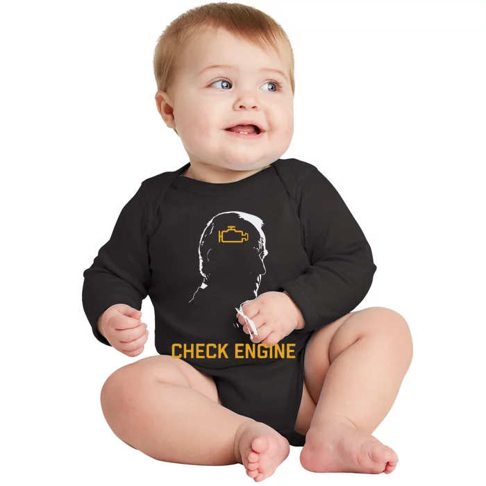 Funny Meme Biden Check Engine Light Anti Biden Baby Long Sleeve Bodysuit