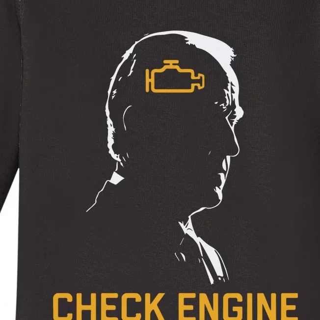 Funny Meme Biden Check Engine Light Anti Biden Baby Long Sleeve Bodysuit