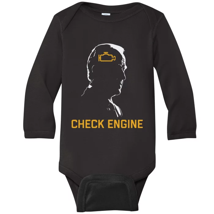 Funny Meme Biden Check Engine Light Anti Biden Baby Long Sleeve Bodysuit