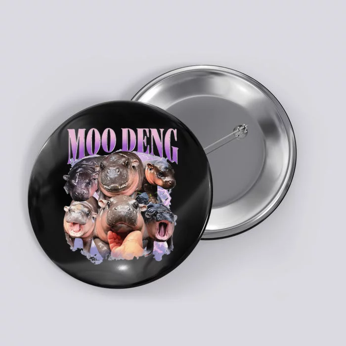 Funny Moodeng Baby Pygmy Hippo Cute Zoo For Family Button