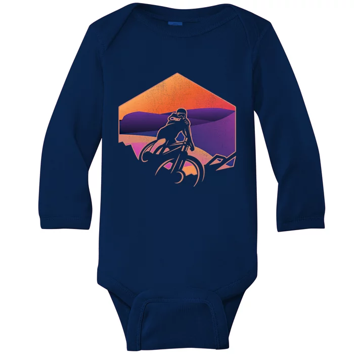 Funny Mountain Biking Art Mtb Mountain Biker Great Gift Baby Long Sleeve Bodysuit