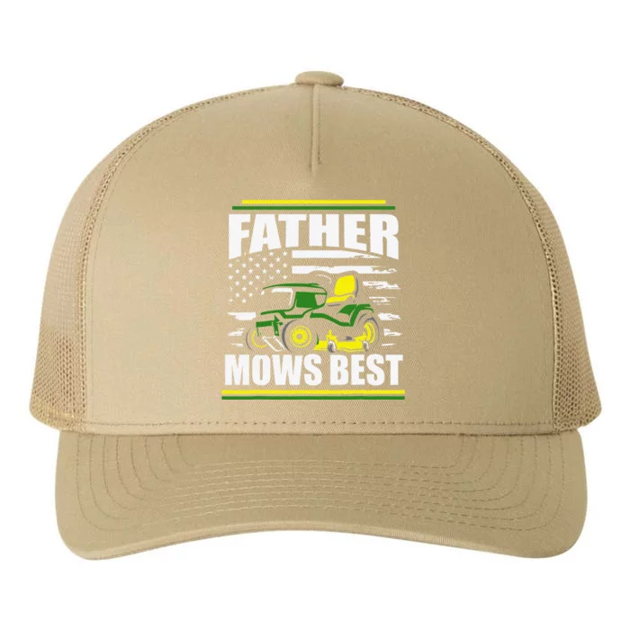 Father Mows Best Funny Lawn Mower American Flag Fathers Day Yupoong Adult 5-Panel Trucker Hat