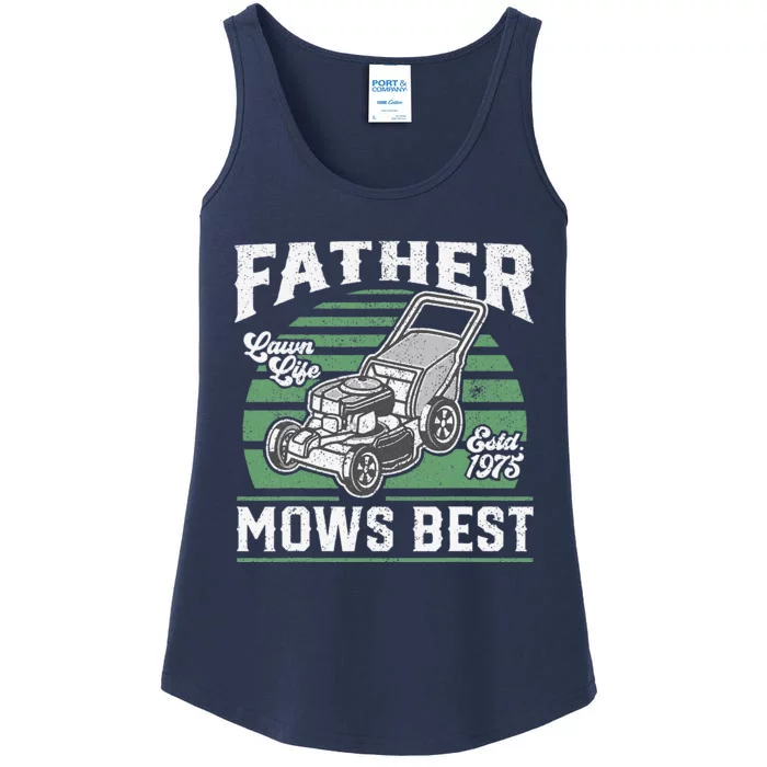 Father Mows Best Funny Lawn Mower Mowing Fathers Day Gift Ladies Essential Tank