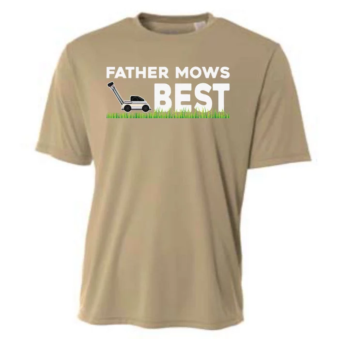 Father Mows Best Gift Fathers Day Lawn Funny Gag Grass Cooling Performance Crew T-Shirt