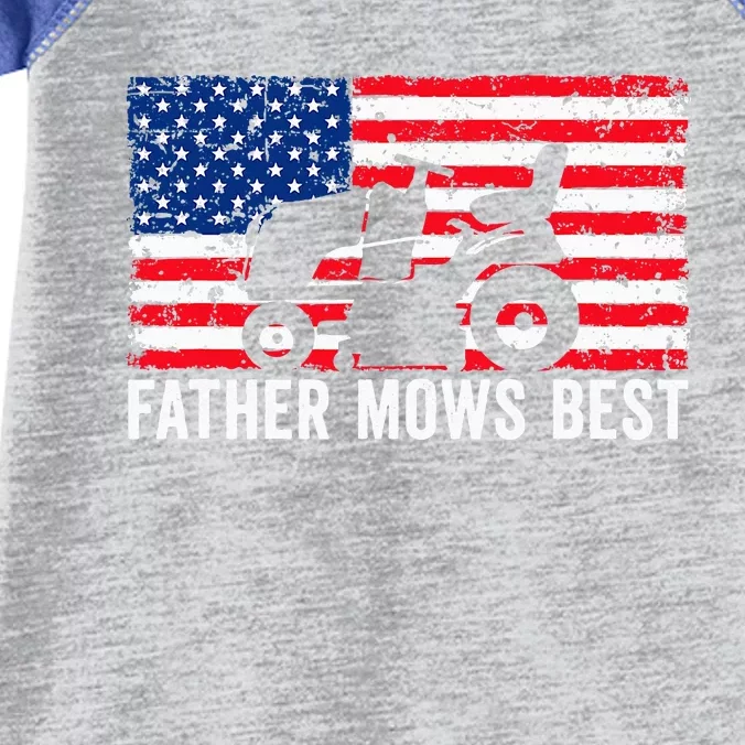 Father Mows Best Lawn Care Dad Mowing Patriotic Infant Baby Jersey Bodysuit