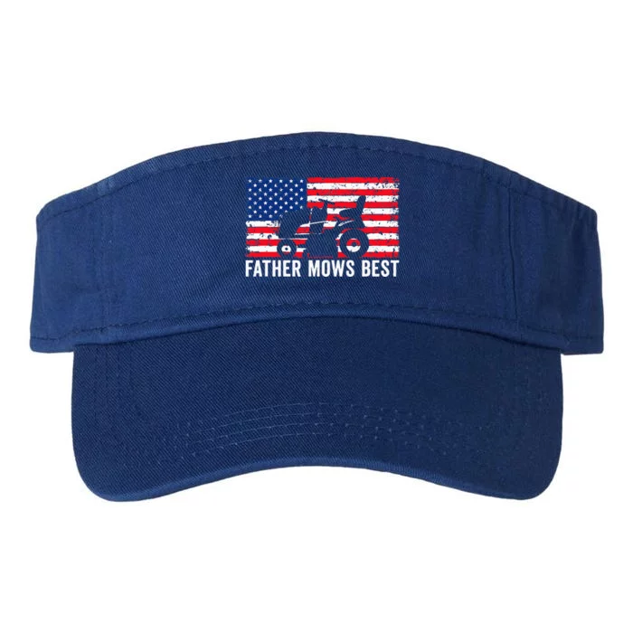 Father Mows Best Lawn Care Dad Mowing Patriotic Valucap Bio-Washed Visor