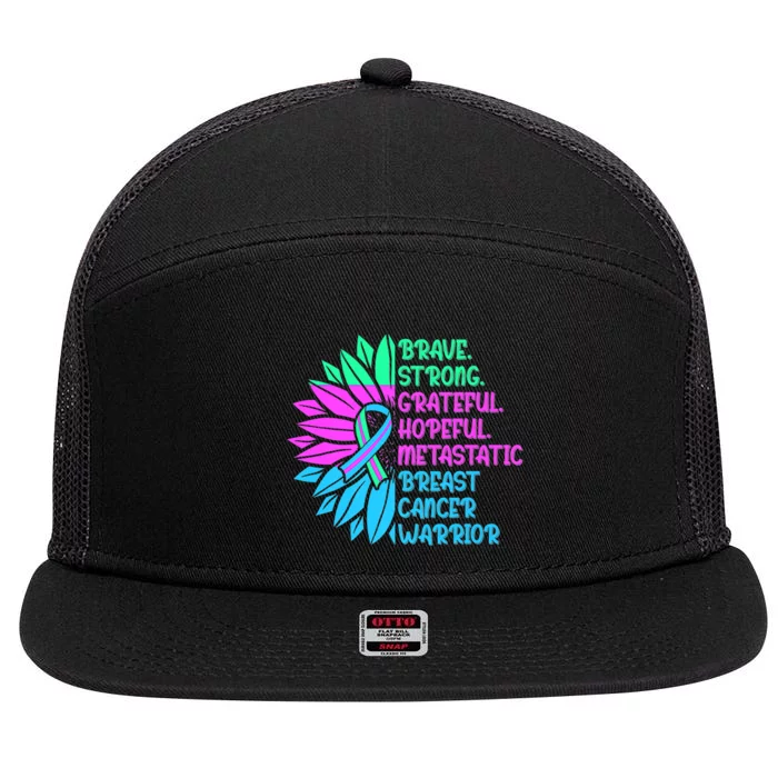 Funny Metastatic Breast Cancer Awareness Care Warrior 7 Panel Mesh Trucker Snapback Hat