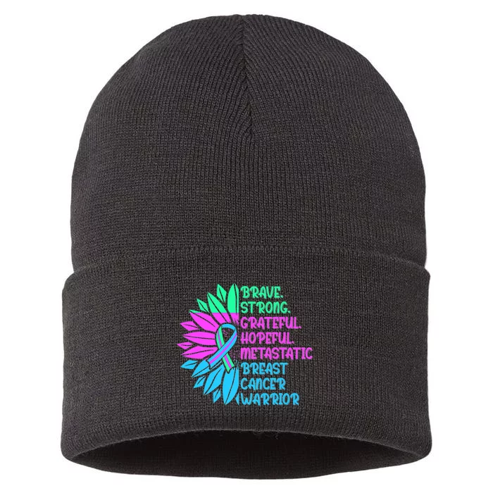 Funny Metastatic Breast Cancer Awareness Care Warrior Sustainable Knit Beanie