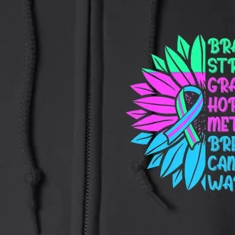 Funny Metastatic Breast Cancer Awareness Care Warrior Full Zip Hoodie