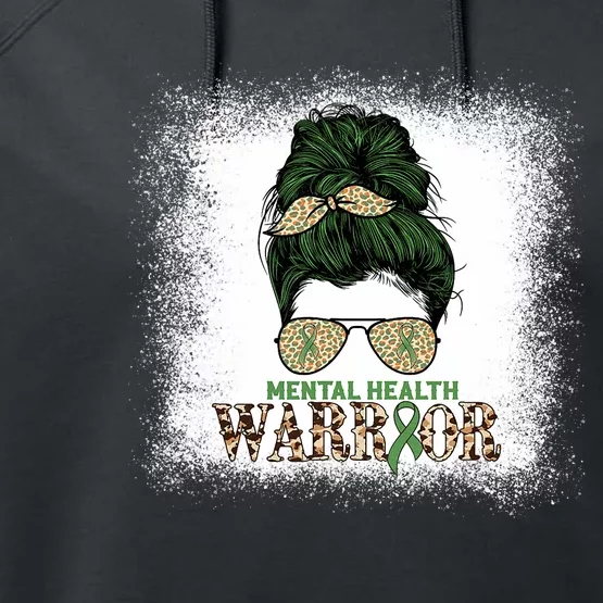 Funny Messy Bun Warrior Leopard Mental Health Awareness Performance Fleece Hoodie