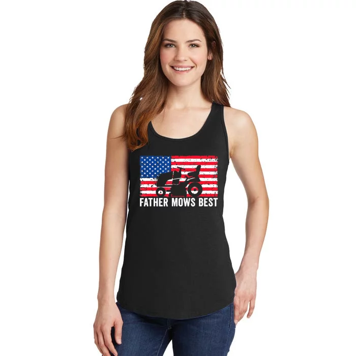 Father Mows Best Lawn Care Dad Mowing Patriotic FatherS Day Ladies Essential Tank