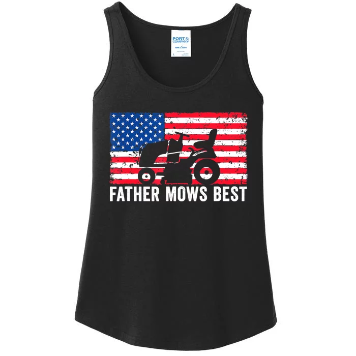 Father Mows Best Lawn Care Dad Mowing Patriotic FatherS Day Ladies Essential Tank