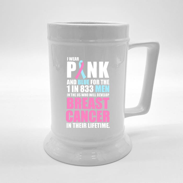 Fundraiser Male Breast Cancer Awareness Front & Back Beer Stein