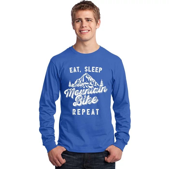 Funny Mountain Biking Funny Gifteat Sleep Mountain Bike Repeat Long Sleeve Shirt