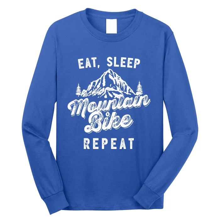 Funny Mountain Biking Funny Gifteat Sleep Mountain Bike Repeat Long Sleeve Shirt