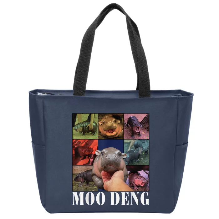 Funny Moodeng Baby Pygmy Hippo Cute Zoo For Family Zip Tote Bag