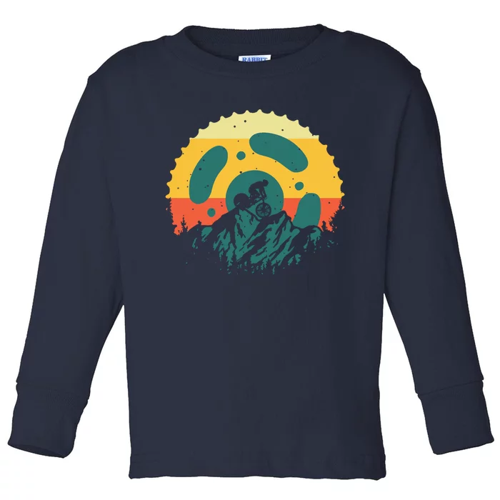 Funny Mountain Bike Art For Men Women Vintage Cycling Gear Toddler Long Sleeve Shirt