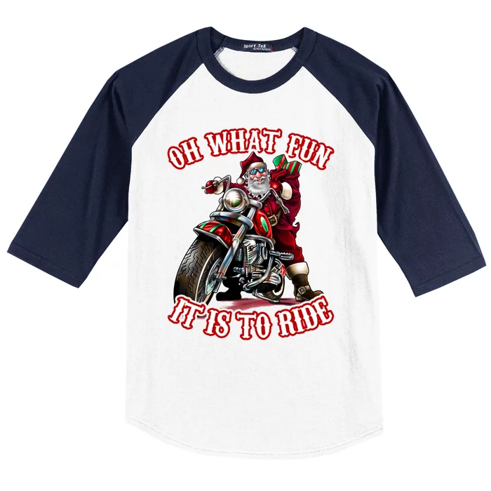 Funny Motorcycle Biker Grandpa Santa Rider Christmas Gift Meaningful Gift Baseball Sleeve Shirt