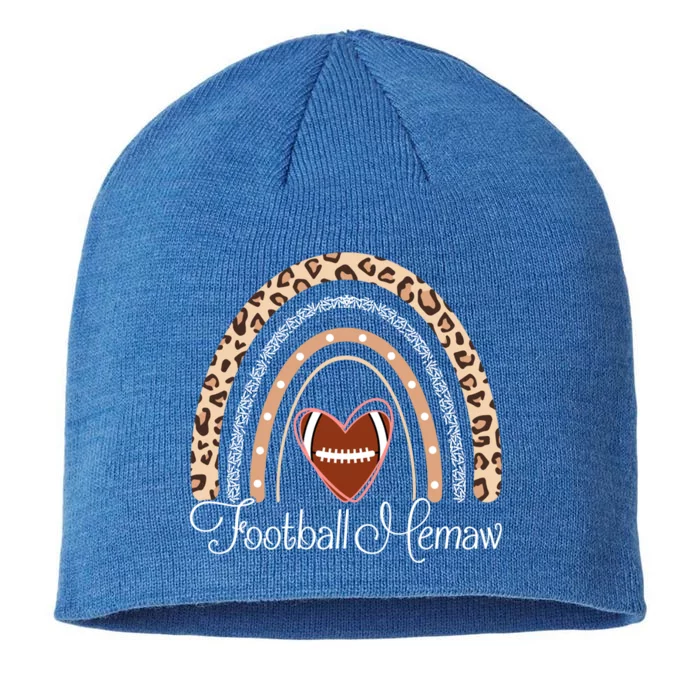 Football Memaw Boho Rainbow Funny Football Memaw Meaningful Gift 8 1/2in Sustainable Knit Beanie