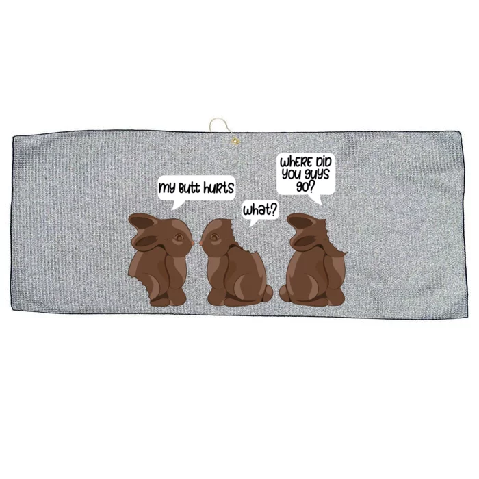 Funny My Butt Hurts Bunny Chocolate Easter Cool Gift Large Microfiber Waffle Golf Towel