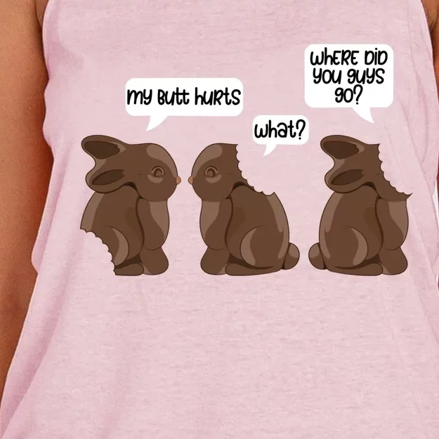 Funny My Butt Hurts Bunny Chocolate Easter Cool Gift Women's Knotted Racerback Tank