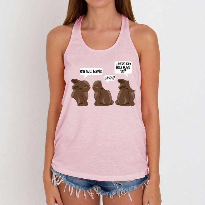 Funny My Butt Hurts Bunny Chocolate Easter Cool Gift Women's Knotted Racerback Tank