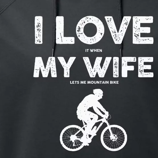 Funny Mountain Bike Design For Dad Biking Husband Quote Performance Fleece Hoodie