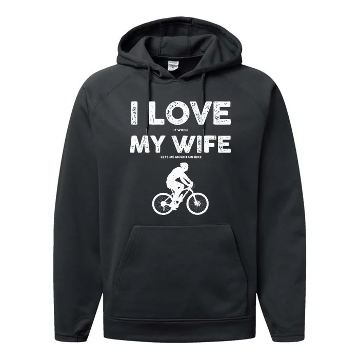 Funny Mountain Bike Design For Dad Biking Husband Quote Performance Fleece Hoodie