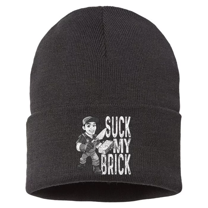 Funny Mason Bricklayer Hard Work Brickie Brickmason Building Sustainable Knit Beanie