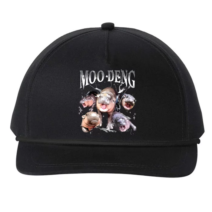 Funny Moodeng Baby Pygmy Hippo Cute Zoo For Family Snapback Five-Panel Rope Hat