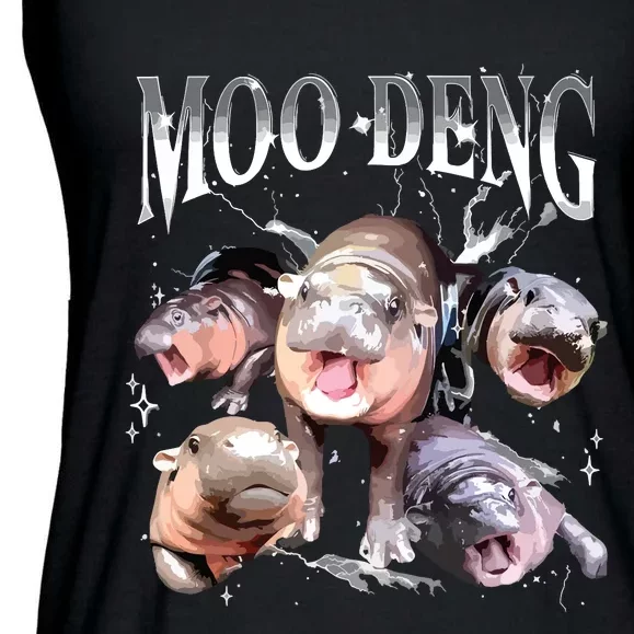 Funny Moodeng Baby Pygmy Hippo Cute Zoo For Family Ladies Essential Flowy Tank