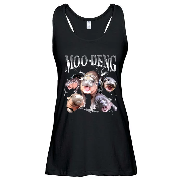 Funny Moodeng Baby Pygmy Hippo Cute Zoo For Family Ladies Essential Flowy Tank