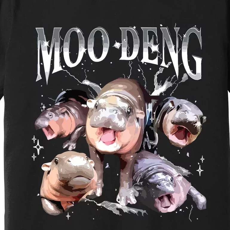 Funny Moodeng Baby Pygmy Hippo Cute Zoo For Family Premium T-Shirt