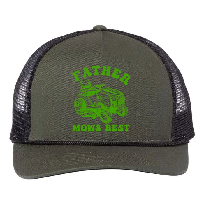 Father Mows Best Lawn Fathers Day Retro Rope Trucker Hat Cap