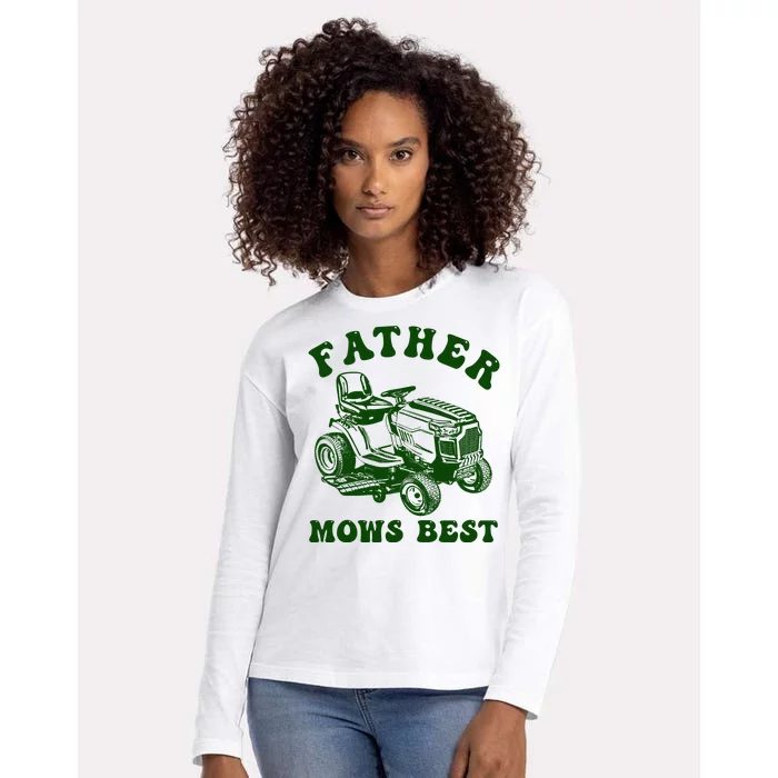 Father Mows Best Lawn Fathers Day Womens Cotton Relaxed Long Sleeve T-Shirt