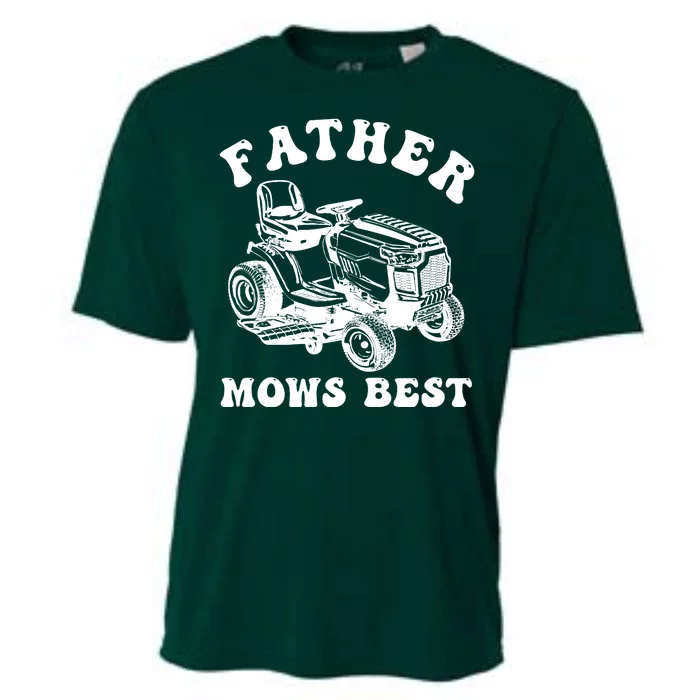 Father Mows Best Lawn Care Dad Mowing Gardener Fathers Day Cooling Performance Crew T-Shirt